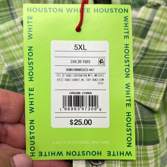 Houston White Kiwi Men's short sleeve button front shirt pockets NWT size 5X - Picture 4 of 7